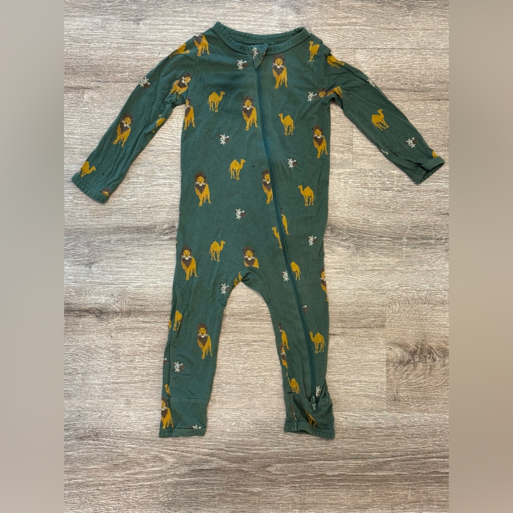 Green Lion Print Baby Onesie